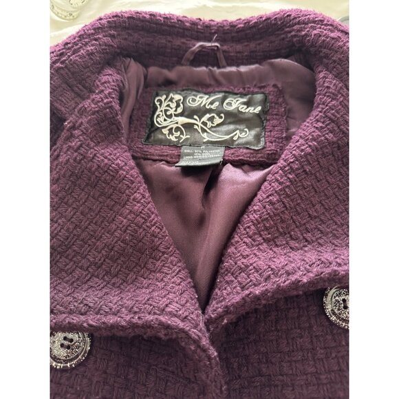 Me Jane Plum Textured Pea Coat - Picture 3 of 9